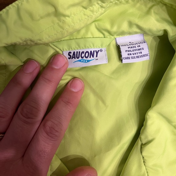 Saucony Vintage 80’s Style L Neon Windbreaker Jacket - Picture 4 of 5